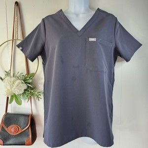 FIGS Catarina One-Pocket Scrub Top Graphite Size Small